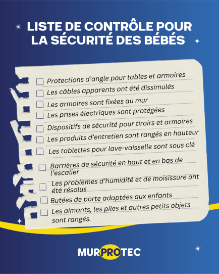 Sécuriser son logement pour les bébés – liste de contrôle récapitulative
