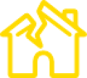 Icoon beschadigd huis (geel)