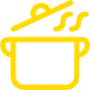 Icoon dampende kookpot (geel)