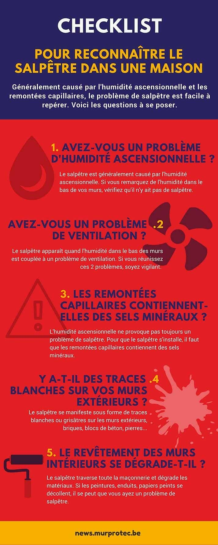 Infographie : reconnaître le salpêtre dans une maison